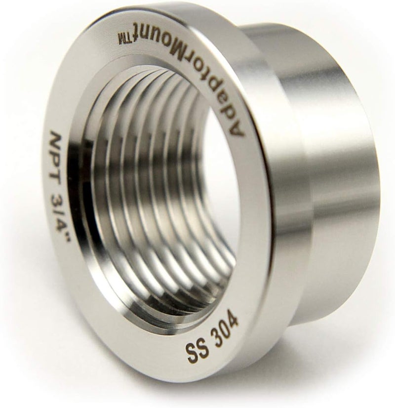 AdaptorMount 3/4" NPT Stainless Steel 304 Female Threaded Stepped Weld Bung Mounting Fitting (OD 1.2") with Top Head (OD 1.5") - Image 3